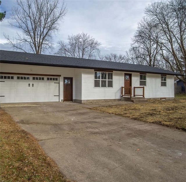 single story home with a garage