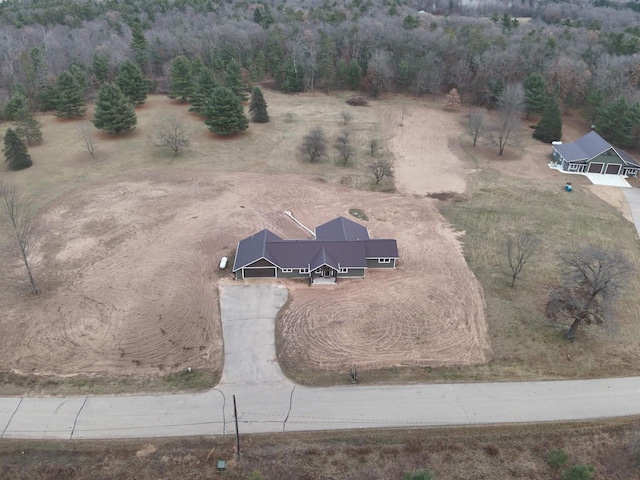 bird's eye view with a rural view