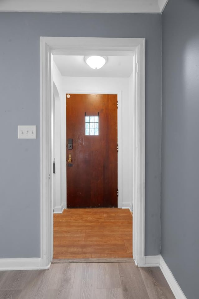 entryway with light wood-type flooring