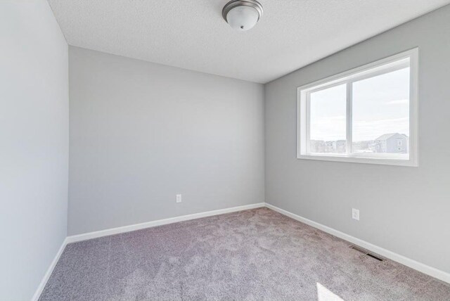 carpeted empty room featuring a textured ceiling