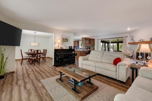 living room with light wood-type flooring