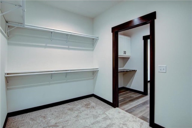 spacious closet featuring light wood-type flooring