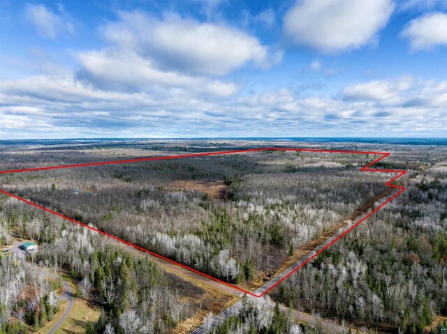 11242 S Pierce Rd, Solon Springs, WI 54873 - overview of rural landscape with property boundaries highlighted and a forest