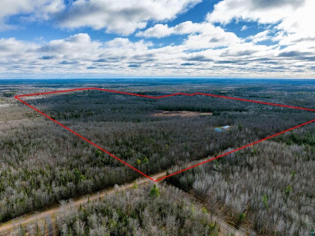 11242 S Pierce Rd, Solon Springs, WI 54873 - aerial overview of property's location with a forest and property parcel outlined