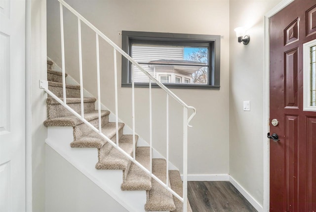 foyer with hardwood / wood-style floors and a healthy amount of sunlight