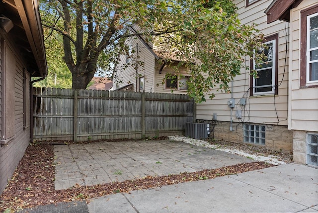 view of patio featuring central AC unit