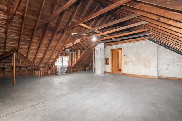 view of unfinished attic