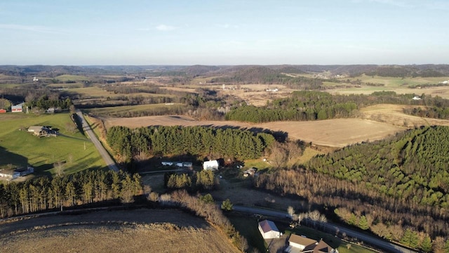 bird's eye view with a rural view