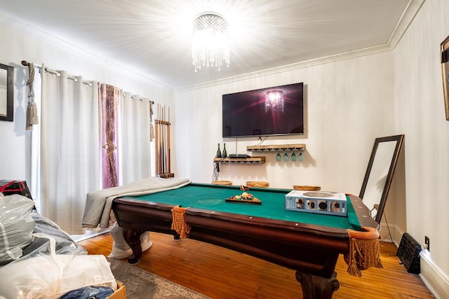 330 E Locust St, Milwaukee, WI 53212 - game room with hardwood / wood-style flooring, billiards, and crown molding