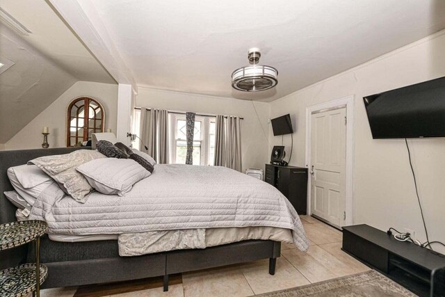 bedroom with vaulted ceiling