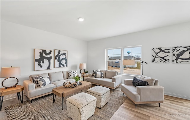 living room featuring light wood-type flooring