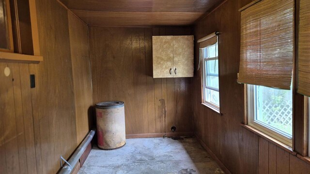 33135 Fulton St, Lone Rock, WI 53556 - laundry area featuring wooden walls