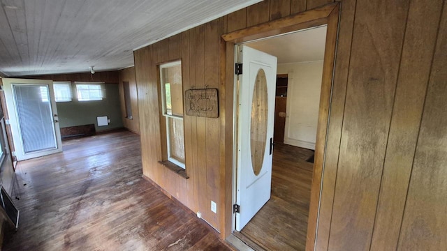33135 Fulton St, Lone Rock, WI 53556 - corridor with wooden walls and wood finished floors