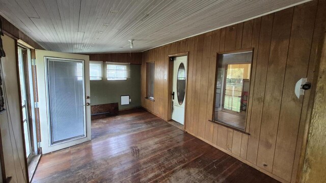 33135 Fulton St, Lone Rock, WI 53556 - entrance foyer featuring wooden walls and dark wood-type flooring
