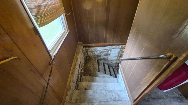 33135 Fulton St, Lone Rock, WI 53556 - staircase with wooden walls
