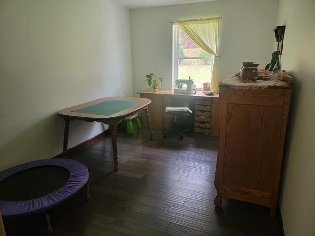 office area with dark hardwood / wood-style floors