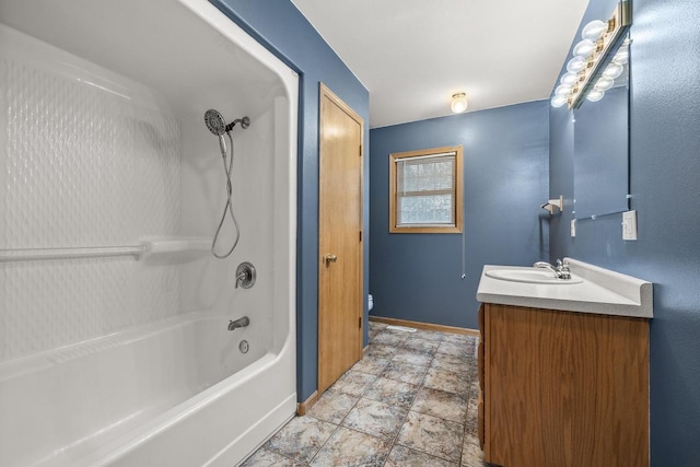 bathroom featuring shower / bathing tub combination and vanity