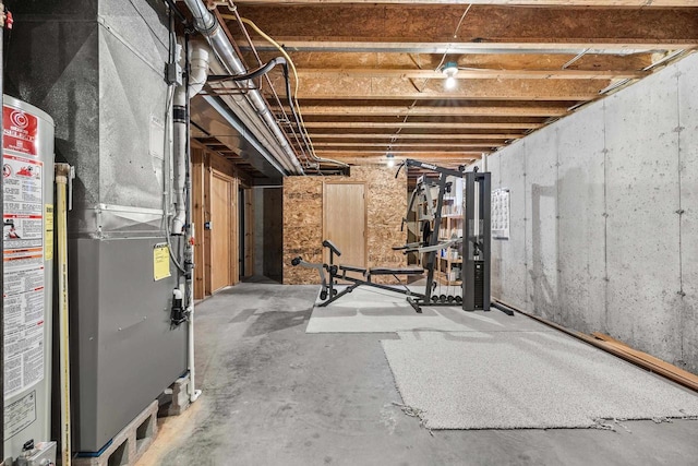 basement with heating unit