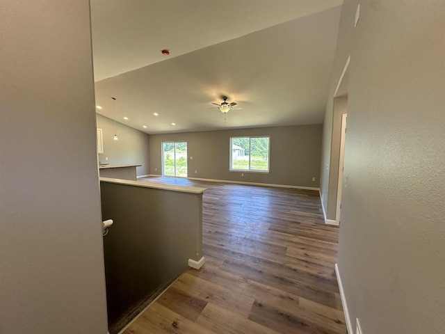 unfurnished room featuring hardwood / wood-style floors and ceiling fan