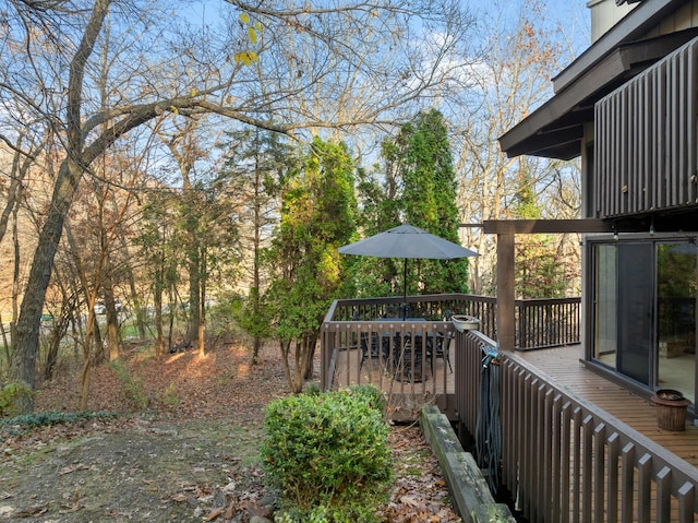 view of yard featuring a wooden deck