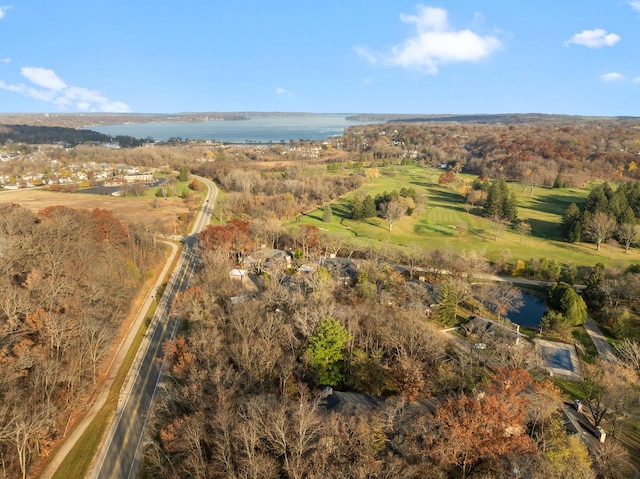 aerial view with a water view and a rural view