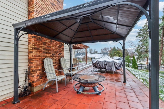 view of patio / terrace featuring a gazebo