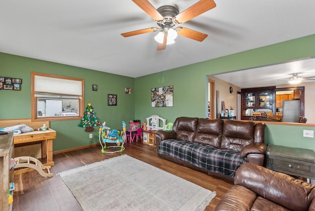 living room with hardwood / wood-style floors