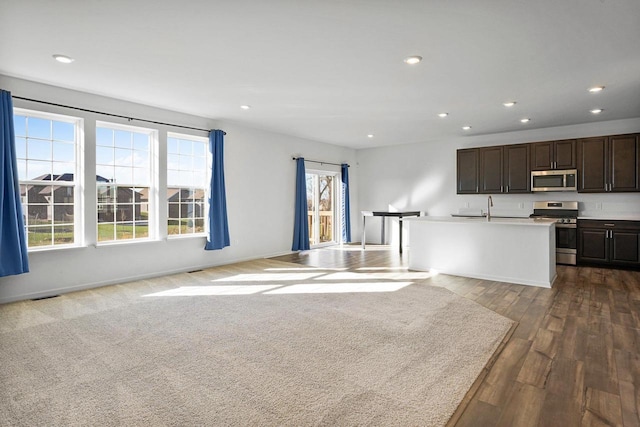 interior space with dark hardwood / wood-style flooring