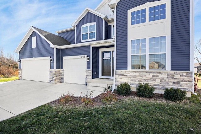 view of front of house with a garage