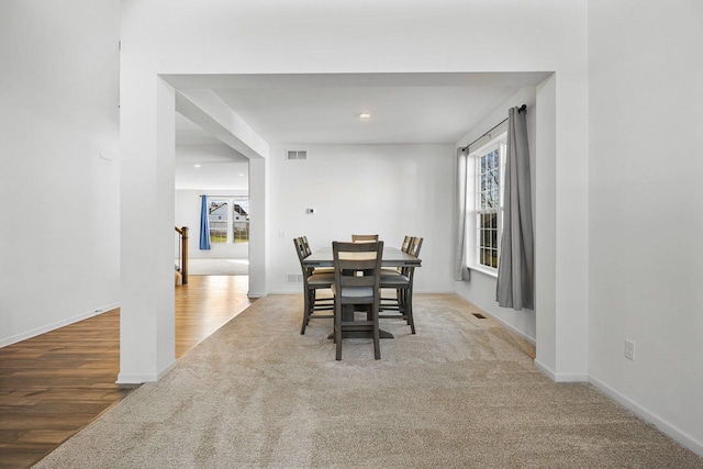 dining room with carpet flooring