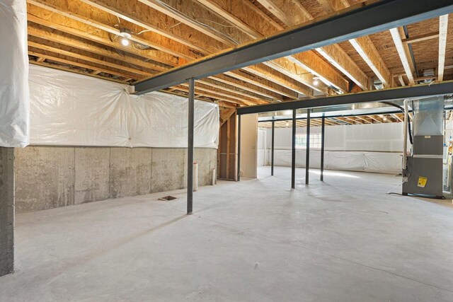 basement with heating unit