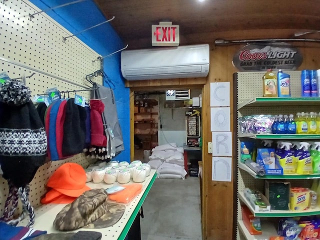 storage area featuring an AC wall unit