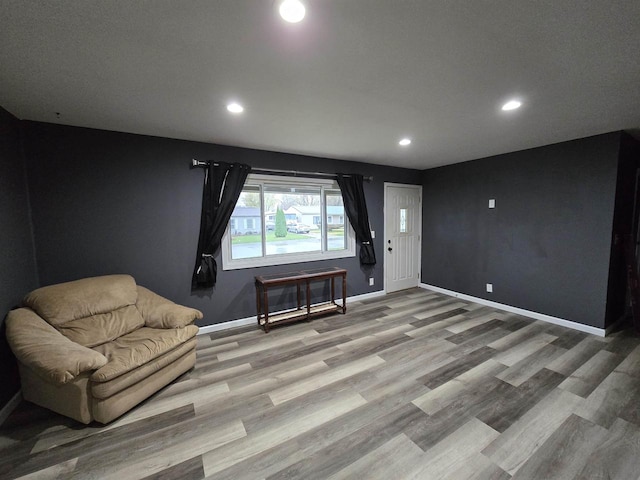 living area with light wood-type flooring