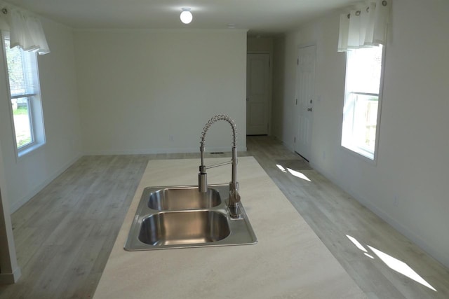 S13041 Shifflet Rd Unit 128, Spring Green, WI 53588 - kitchen with a sink, wood finished floors, and baseboards