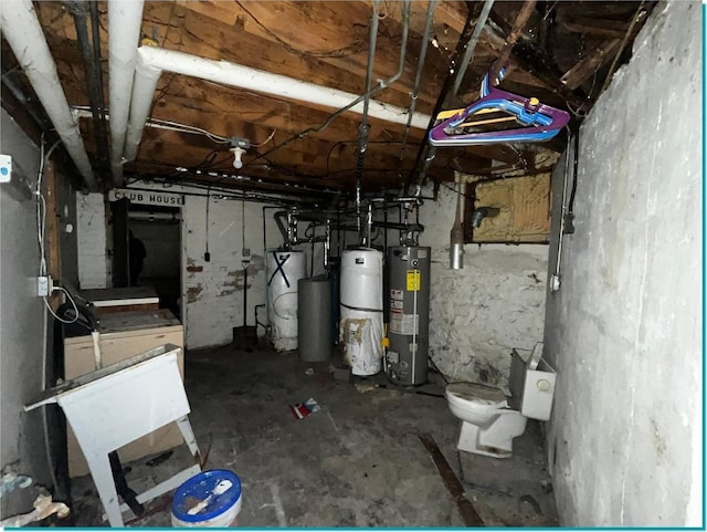 basement with water heater