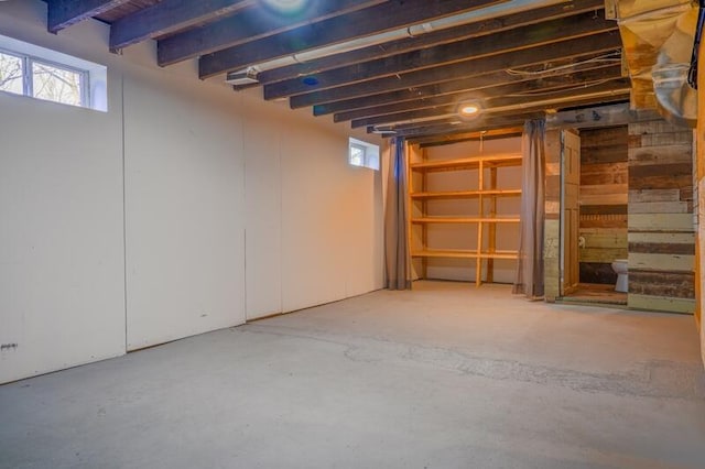 basement with a healthy amount of sunlight