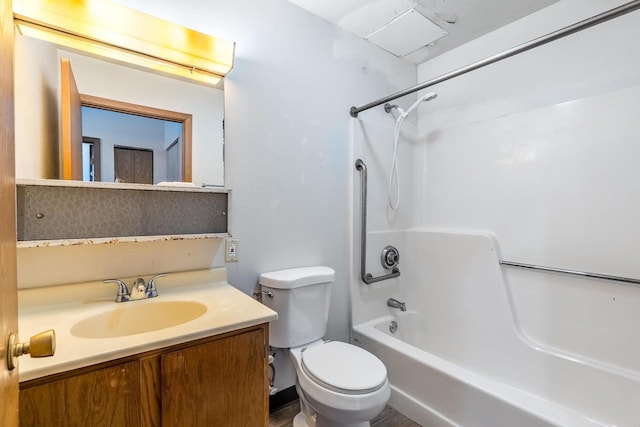 full bathroom featuring vanity, toilet, and tub / shower combination