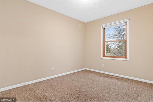 spare room with carpet and a textured ceiling