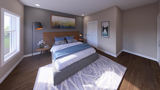 bedroom featuring dark hardwood / wood-style floors