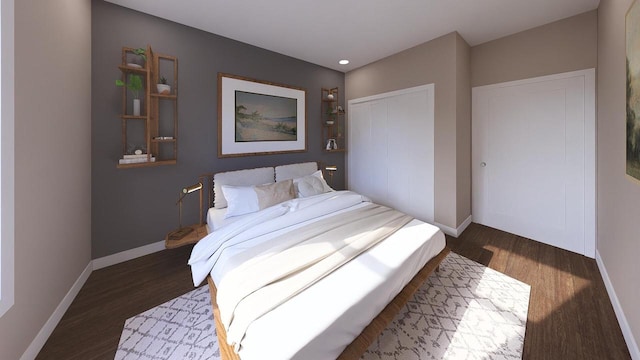 3615 S Business Dr Unit 105, Sheboygan, WI 53081 - bedroom with wood finished floors, baseboards, recessed lighting, and a closet