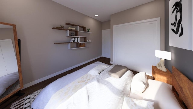 3615 S Business Dr Unit 105, Sheboygan, WI 53081 - bedroom featuring wood finished floors, baseboards, and recessed lighting