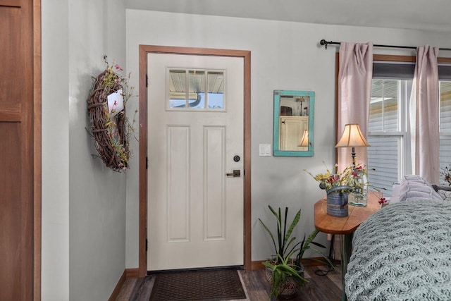 foyer entrance with hardwood / wood-style floors