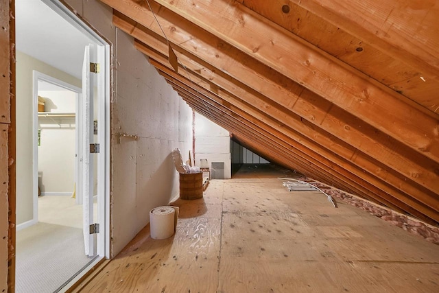 view of unfinished attic