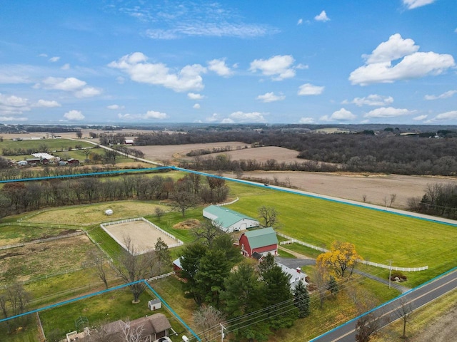 bird's eye view with a rural view