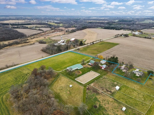 drone / aerial view with a rural view