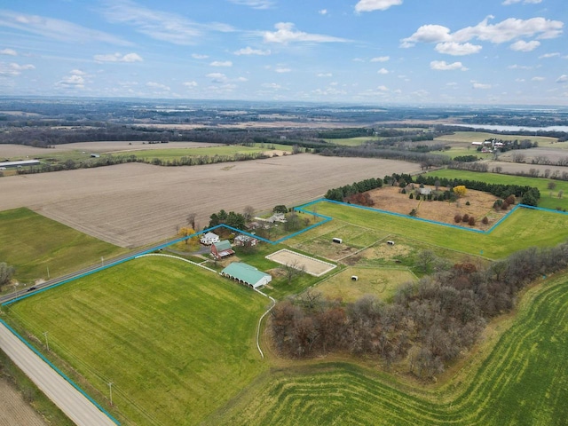 bird's eye view with a rural view