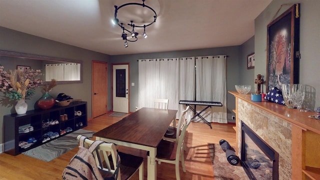 dining space featuring light hardwood / wood-style flooring