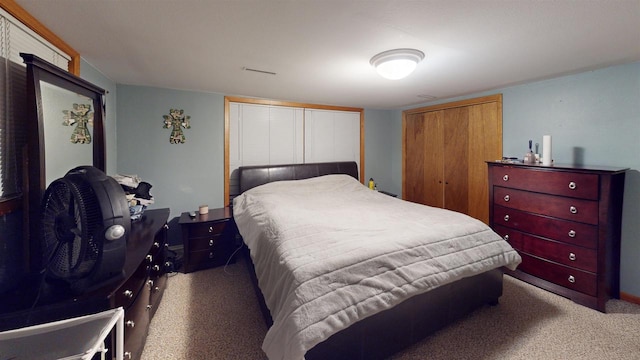 carpeted bedroom featuring a closet