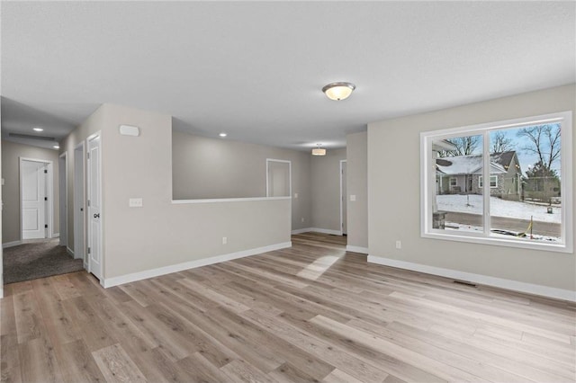 unfurnished living room featuring light hardwood / wood-style flooring