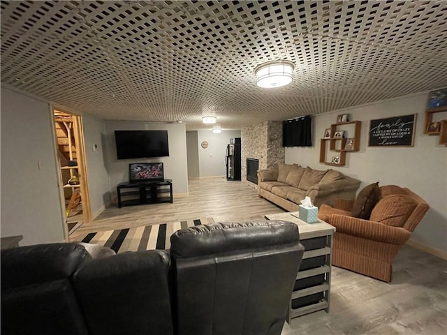 living room with light wood-type flooring